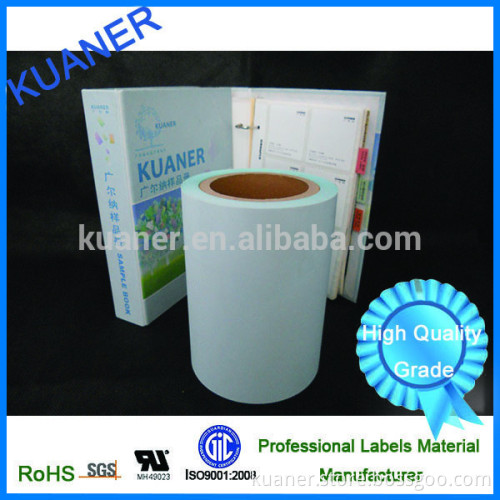 White PP syntheitc paper with adhesion for labels stock